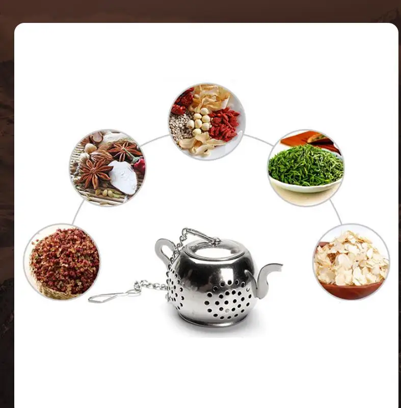 100pcs Teapot Shaped Tea Infuser 304 Stainless Steel Herbal Pot Tea Infuser Strainers Filter Tea Ball ni623