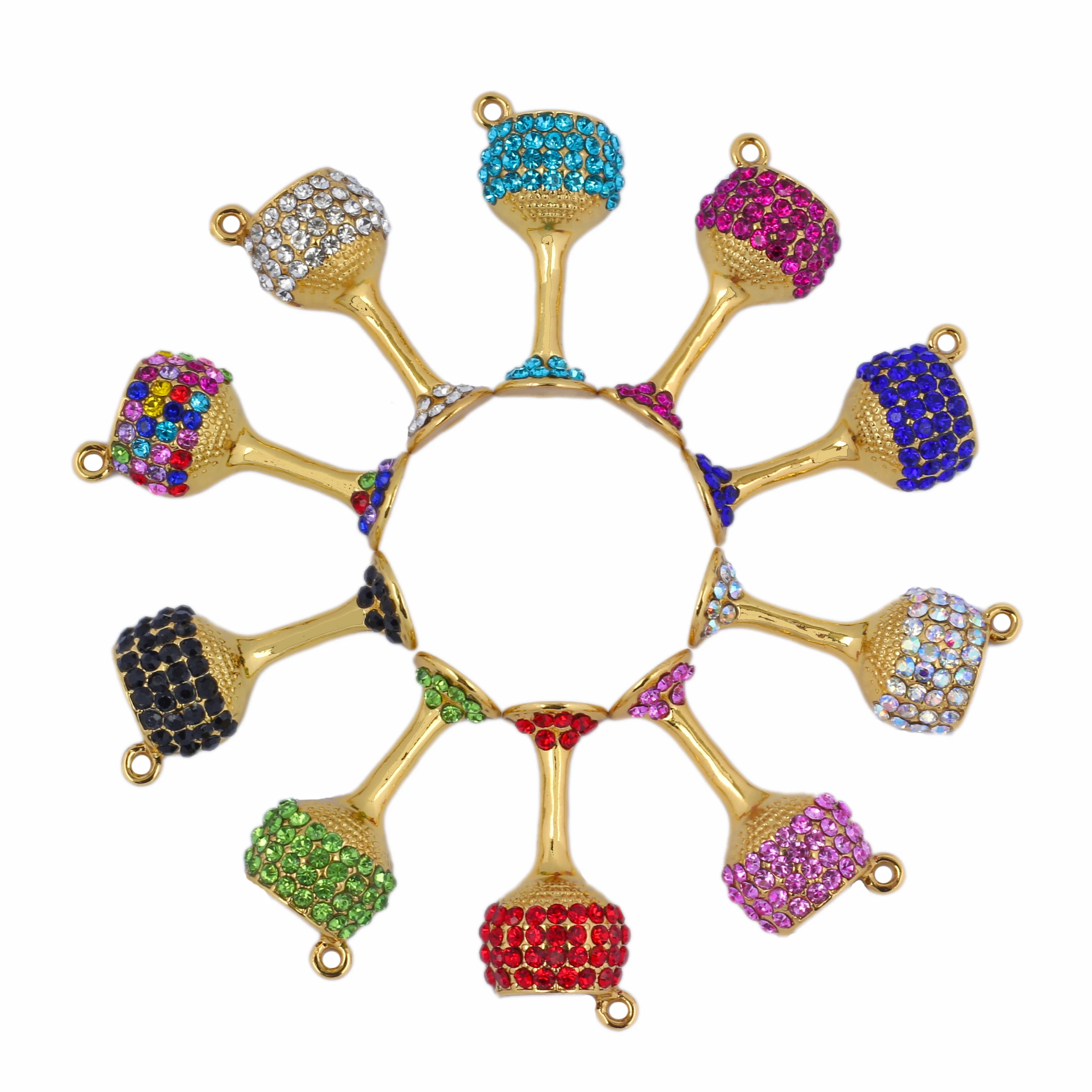 

10pcs Goblet Charms with Rhinestone Fit For DIY Jewelry Making WGR001-WGR006