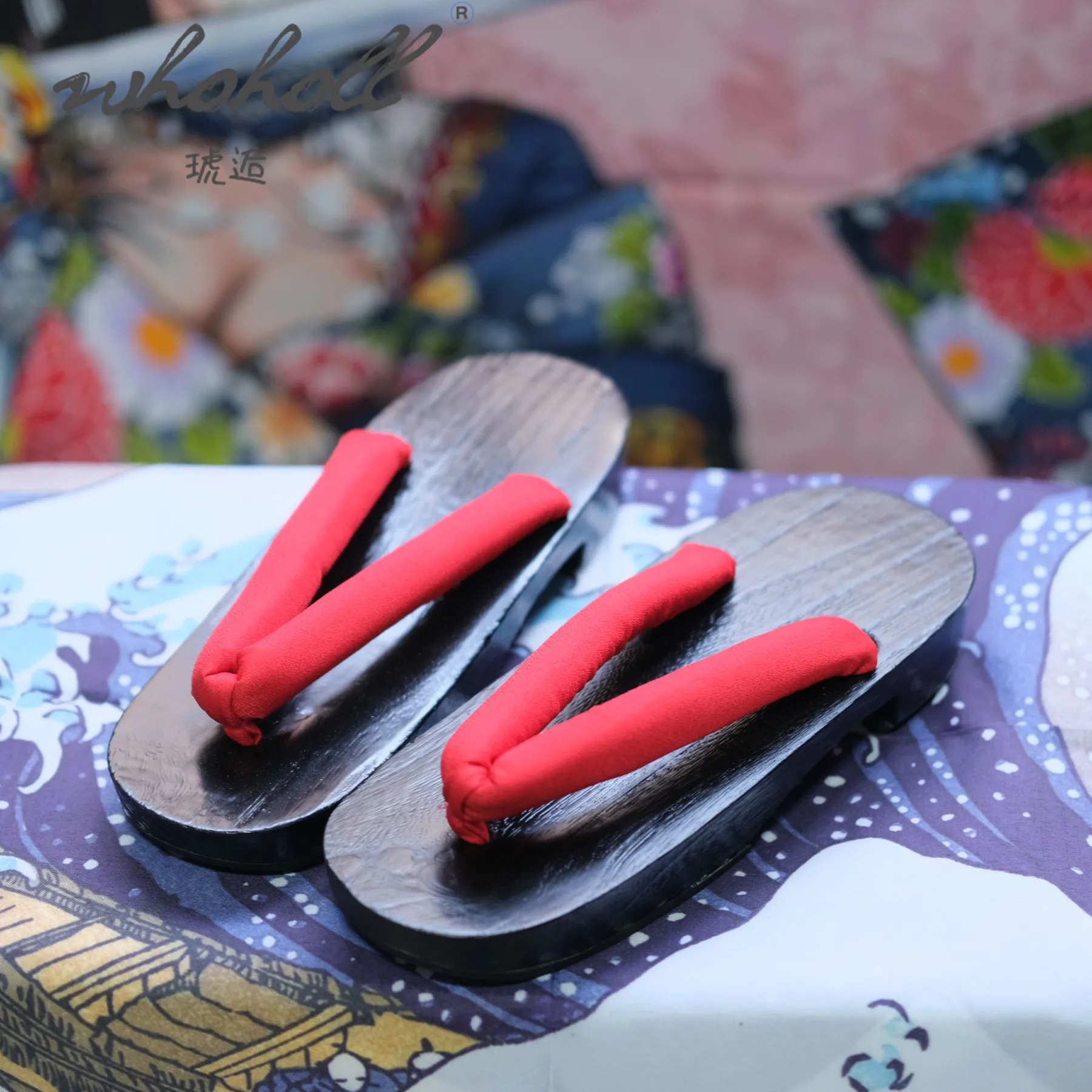 Pantoufles Geta japonaises en bois pour femmes, pantoufles d'été, pantoufles Geta, chaussures de olympiques de cosplay, tongs à semelle en bois, sabots, sandales