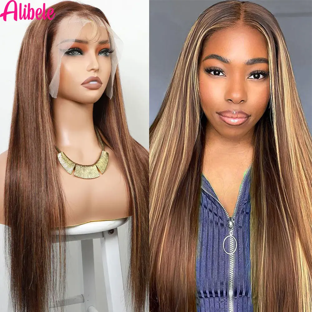 

P4/27 Colored Wigs For Women Alibele Hair 13x4 Lace Frontal Wig, Highlight Wig Transparent Lace Front Wig Ombre Honey Blonde