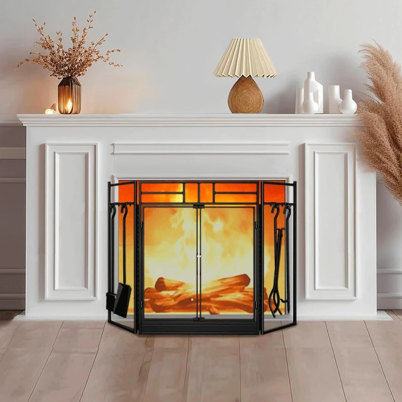 

Household fireplace wrought iron, surrounding fireplace screen, partition fire cover