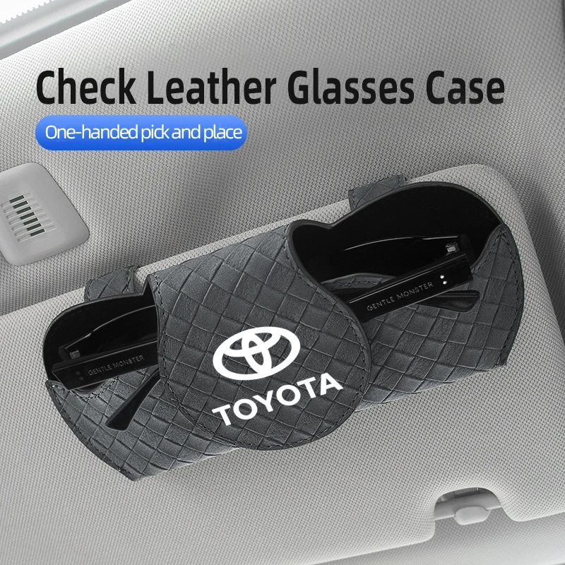 Car Sun Visor Glasses Holder Sunglasses Box Card Clip Accessories For Toyota Corolla Prius Yaris Rav4 CHR Aygo Hilux Raize Camry