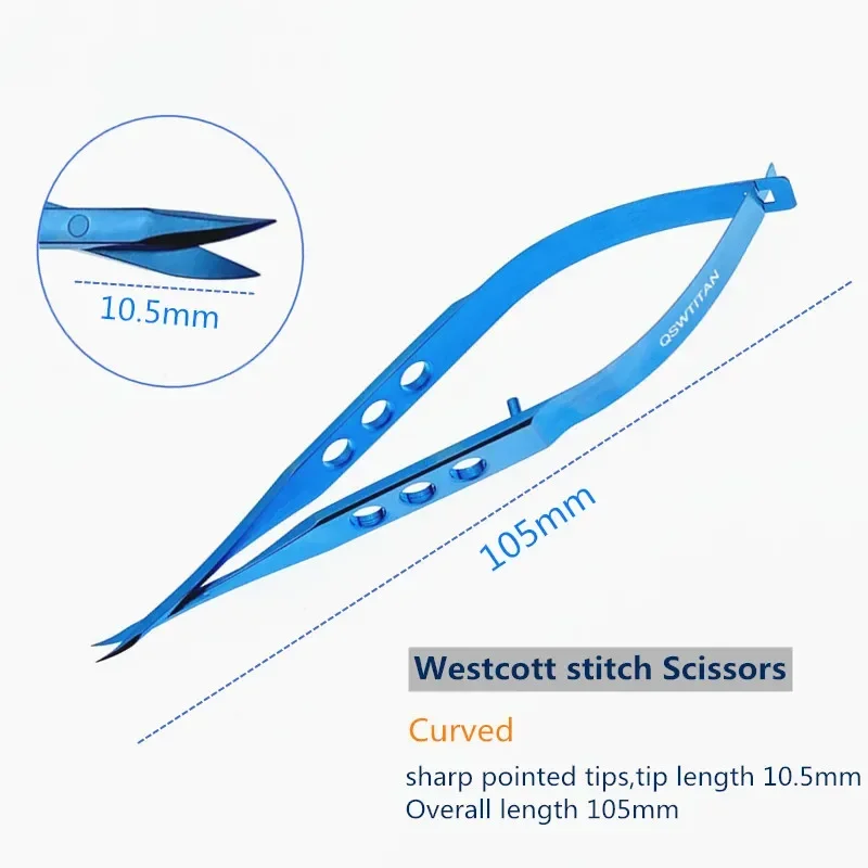 QSWTITAN مقص العيون Westcott غرزة مقص العين أداة الجراحة المجهرية التيتانيوم مقص العيون