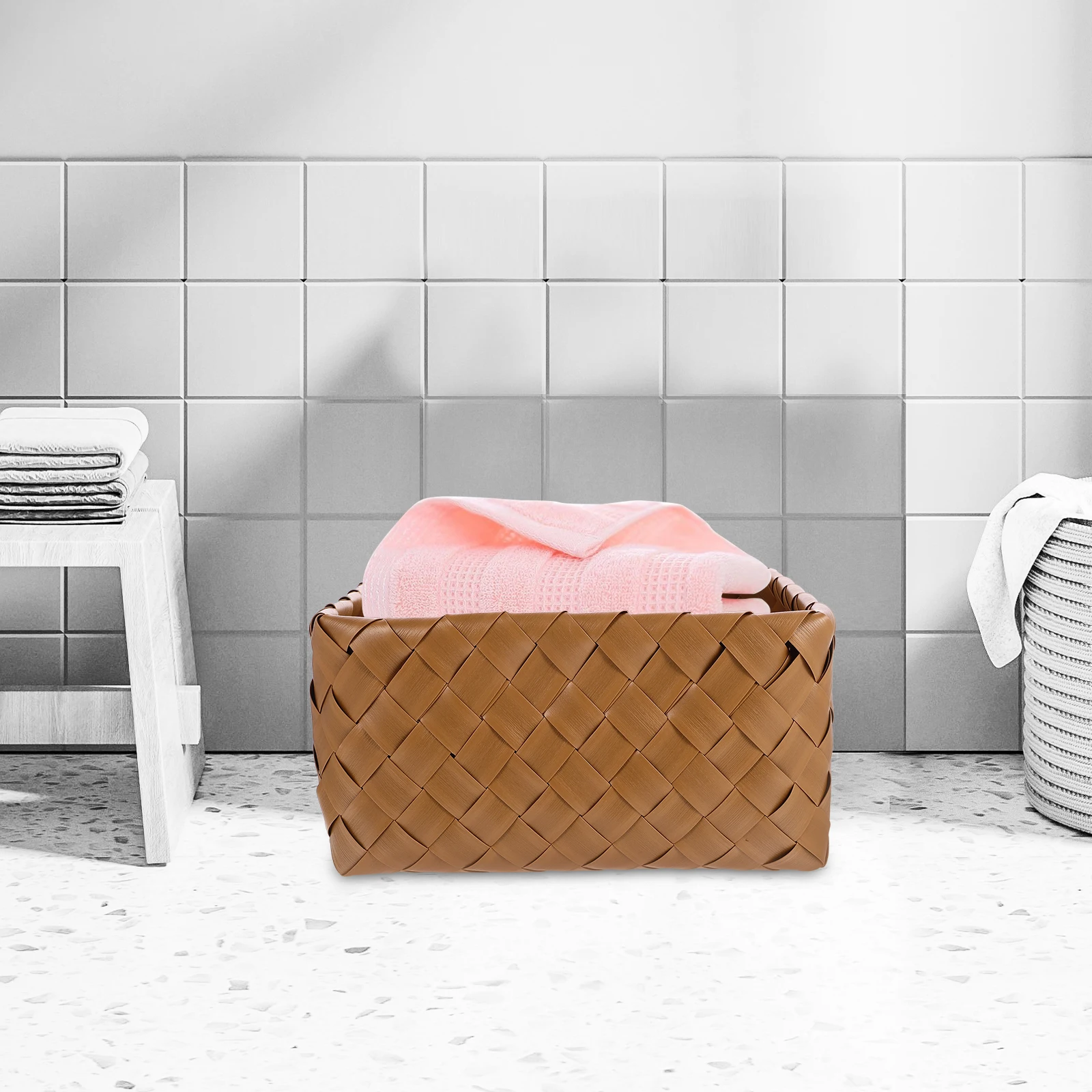 

Storage Basket Home Desktop Coffee Table Decorative Plastic Rattan Sundry Woven Baskets Multipurpose Organizer Containers Tidy