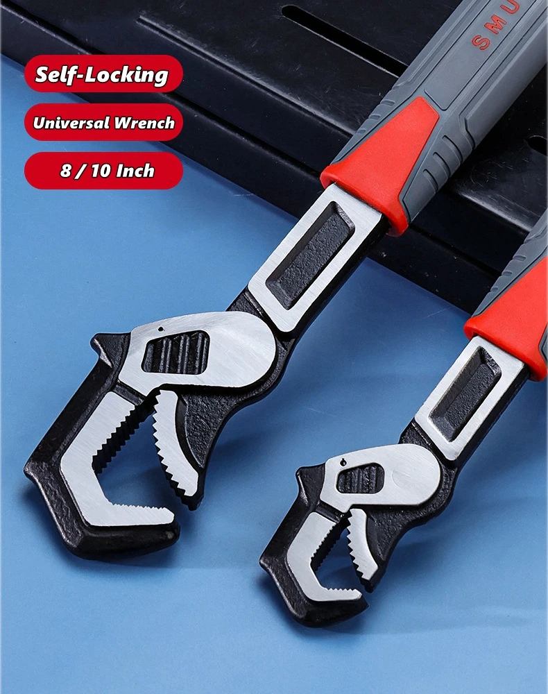 Multifunctional Self-locking Wrench Motorcycle Manual Repair Tool, Adjustable Carbon Steel Universal Pipe Repair Open End Wrench