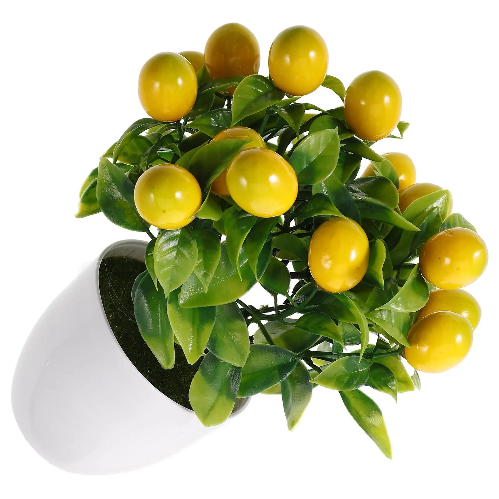 

Artificial Lemon Tree Bonsai Decorative Plastic Plants Fake Potted Plant Desk Office Home FruitBonsai Small Size