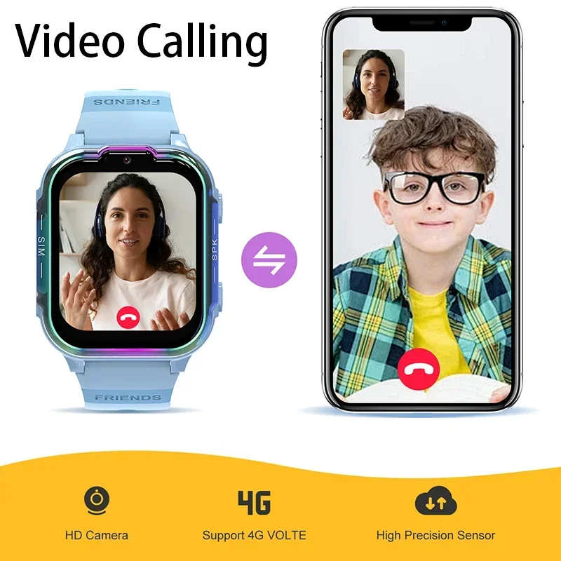 2024 New Kids' 4G Smart Watch - GPS & WiFi Positioning. Video Call. Phone. Sound Recording. Call Back. Monitor. Alarm Clock. LBS