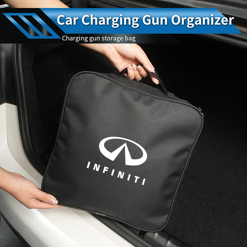 

Oxford Cloth Car Charging Gun Storage Bag Trunk Small Storage Bag For Infiniti Q50 FX35 Q30 QX80 QX30 JX35 G25 FX50 EX35 ESQ M25