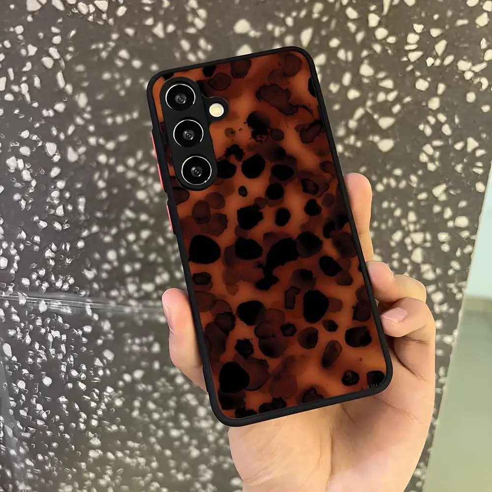 Stylish Tortoiseshell Leopard Phone Case Skin Feel Matte Magnetic For Samsung Galaxy S22 S23 S24 S22 S21 20 Ultra Plus