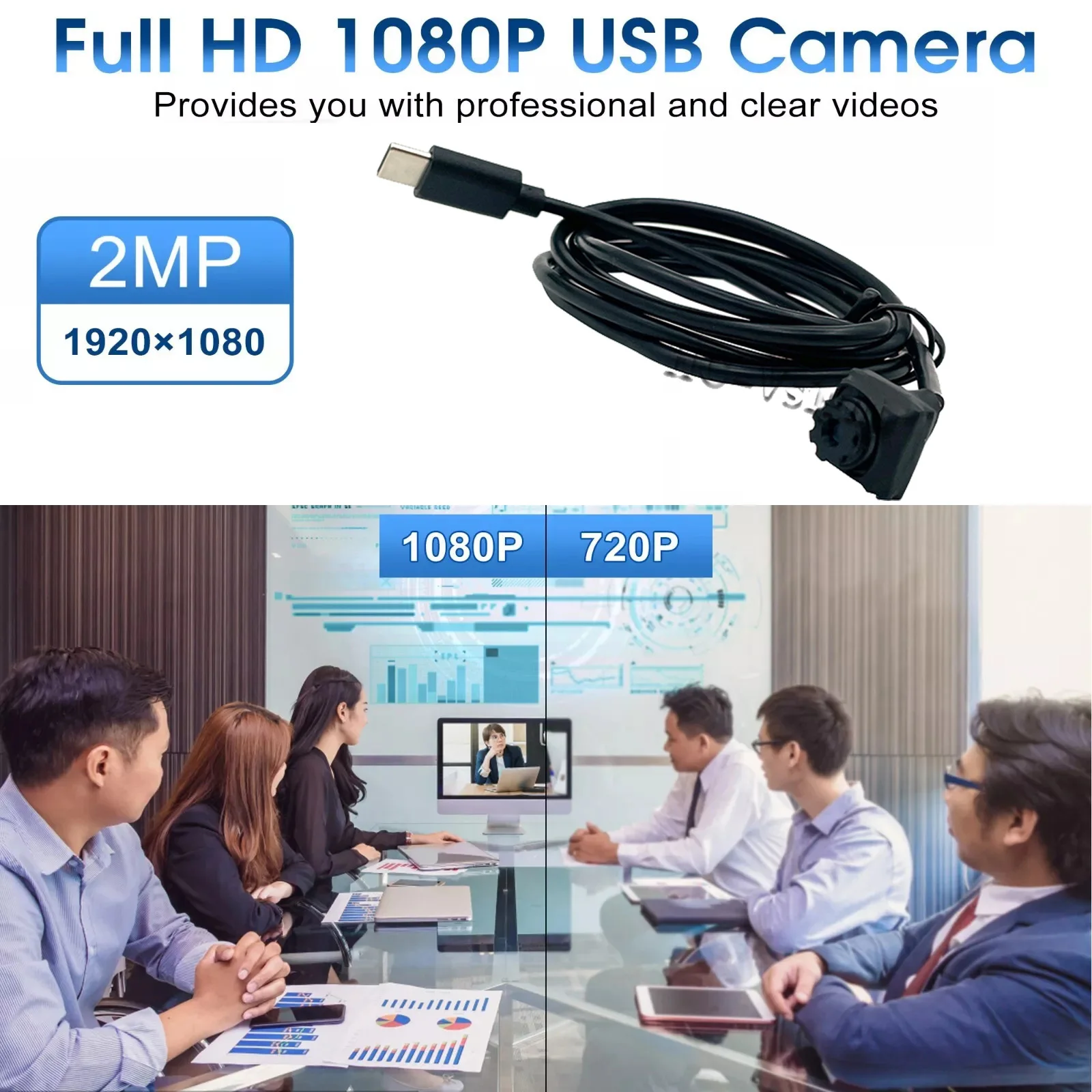 Câmera Externa Micro Tamanho 720P 1080P 12x12mm Tipo-C para Telefone Android com Áudio