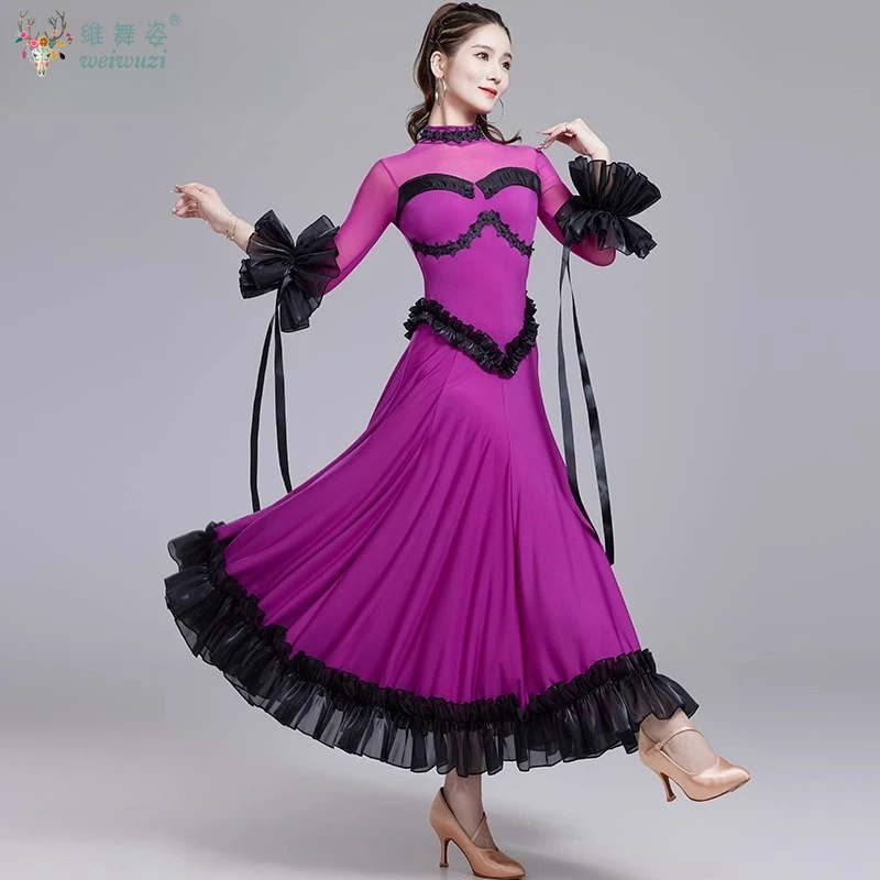 Abito da competizione di fascia alta per ballo da sala Temperamento elegante Gonna altalena grande Tango Valzer Costume da spettacolo di danza moderna