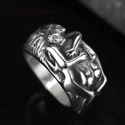 Unisex Gothic Stainless Steel Hug Ring Punk Style Cool Finger Jewelry Birthday Couple Gift For Man Anle Dropshippiing