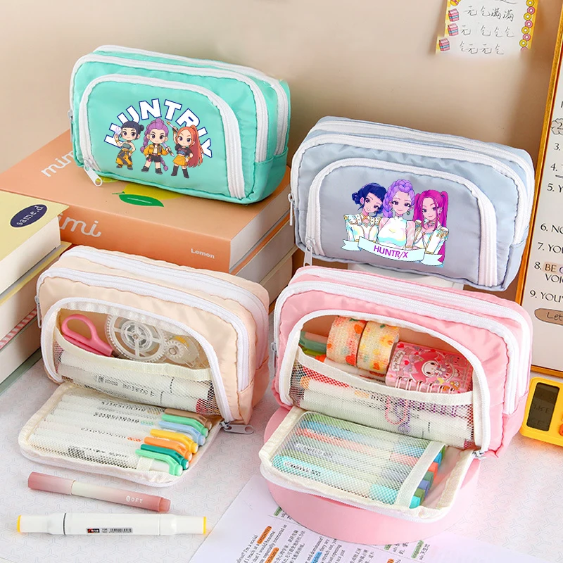 

KPop Demon Hunterss Pencil Case Cartoon Anime Figure Pen Pouch Kawaii Large Capacity Pencil Bag Student Return To School Gifts