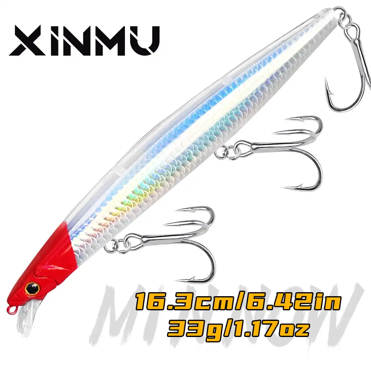XINMU Best Selling Floating Minnow Fishing Lures 163mm/33g Laser Flash Artificial Hard Baits Strong Hooks Wobbler For Trout Bass