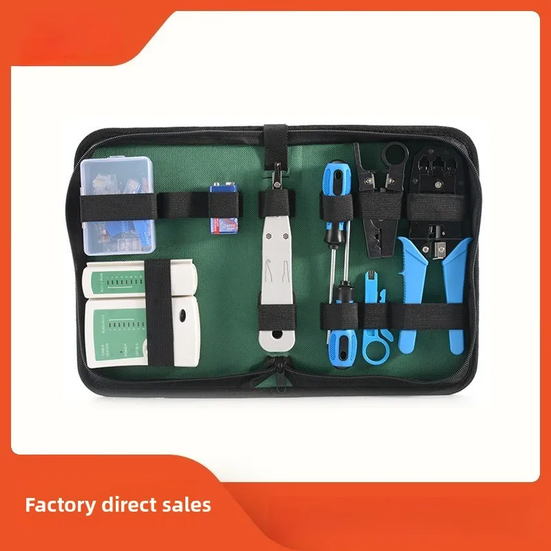 Network Tool Kit Professional Portable Ethernet Computer Maintenance LAN Cable Tester Crimper Cutter Repair Set with Bag