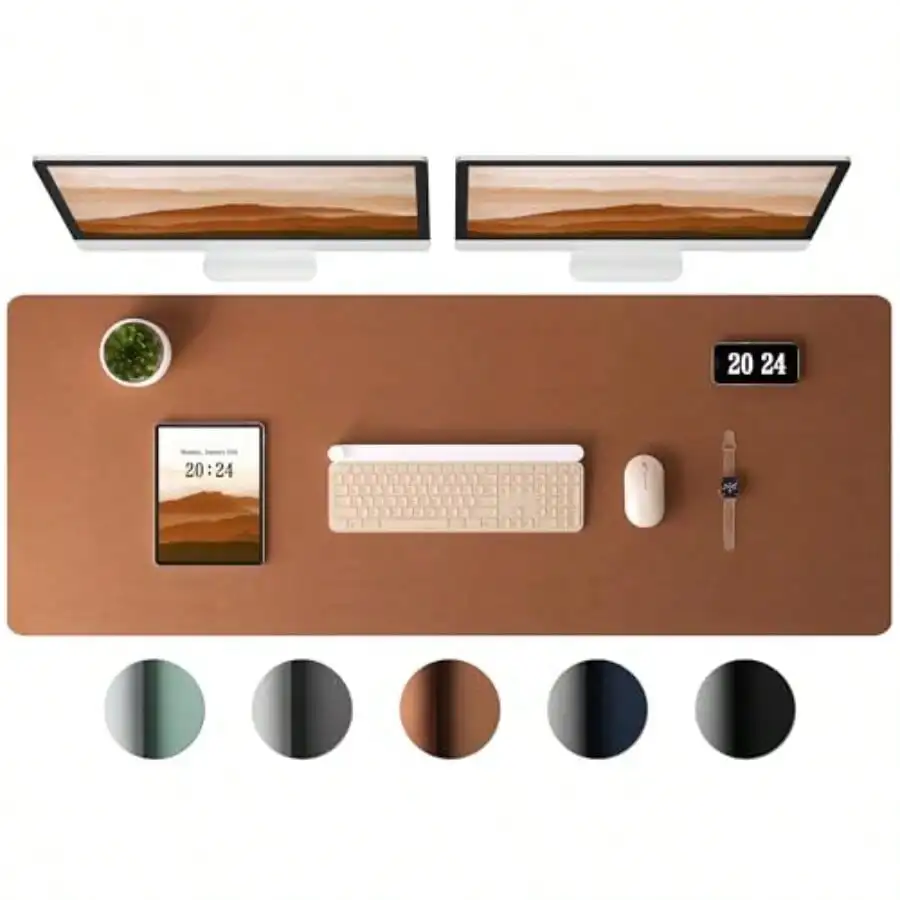 Leather Desk Pad Protector Office Mat Large Mouse Pad Laptop Desk Pad Non-Slip PU Leather Blotter Waterproof Writing Pad for