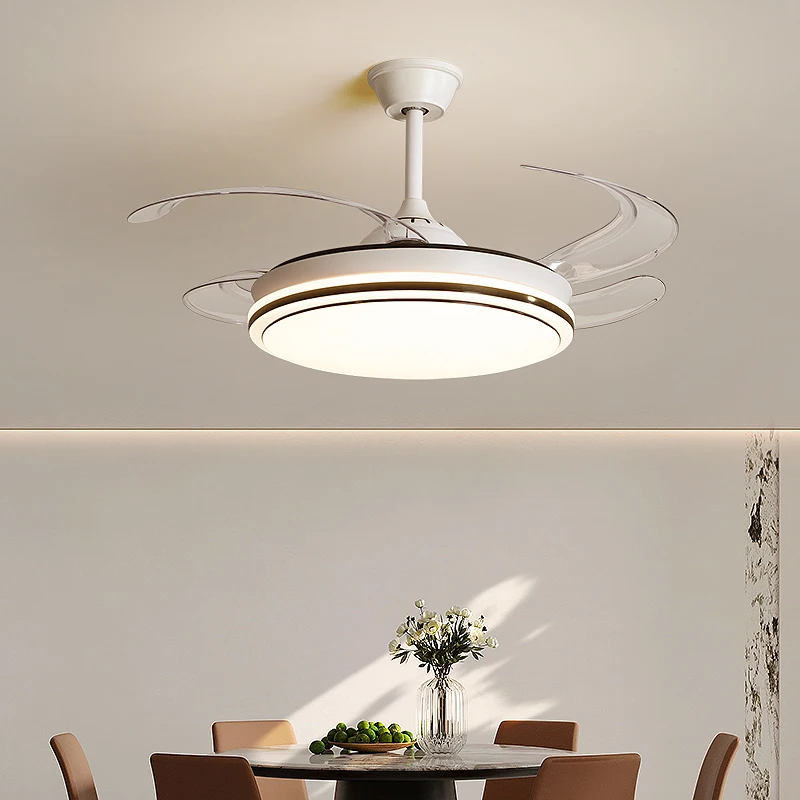 White Ceiling Fan Remote Control Dimmable Chandelier Ventilation Fan For Living Room Bedroom Home Decor Indoor Lighting Fixtures