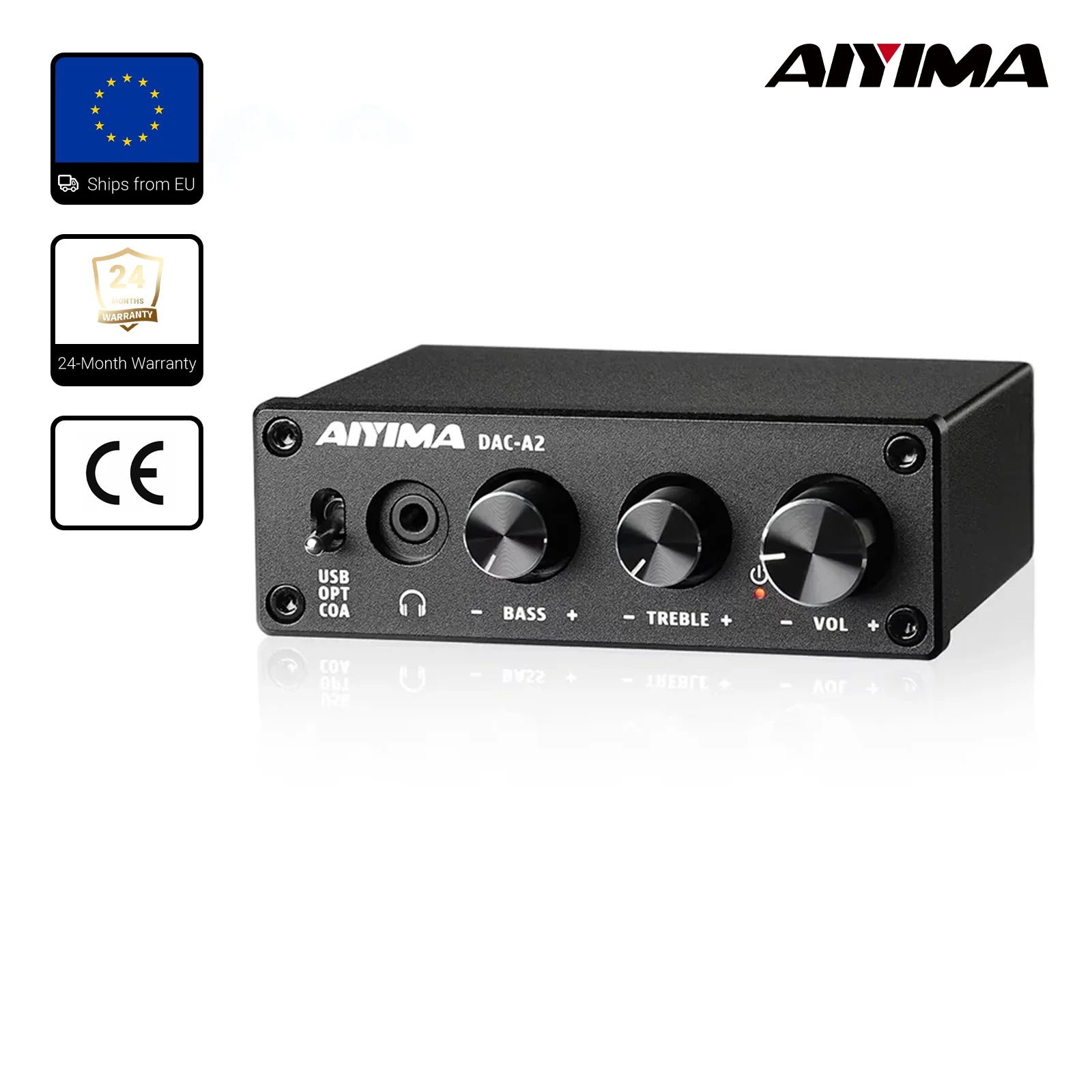 AIYIMA DAC-A2 HiFi Audio Decoder USB-hoofdtelefoonversterker Coaxiale optische uitgang Stereo Gaming DAC voor versterker Actieve luidsprekers