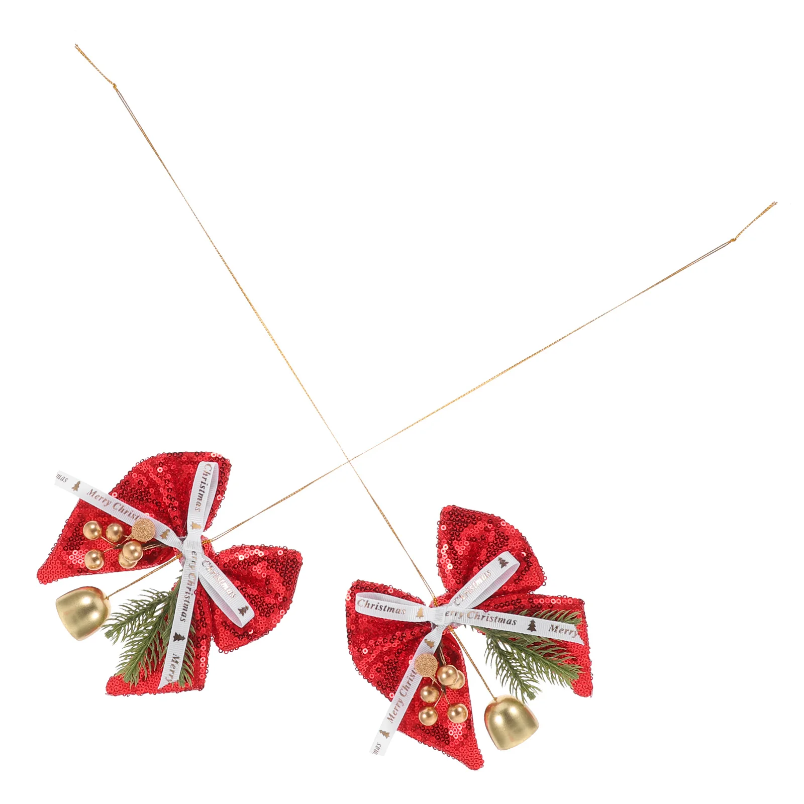 

2Pcs Decorative Hangings Glittery Bow Knots Hanging Bells Xmas Decoration Set Festive Tree Ornaments for Holidays Parties