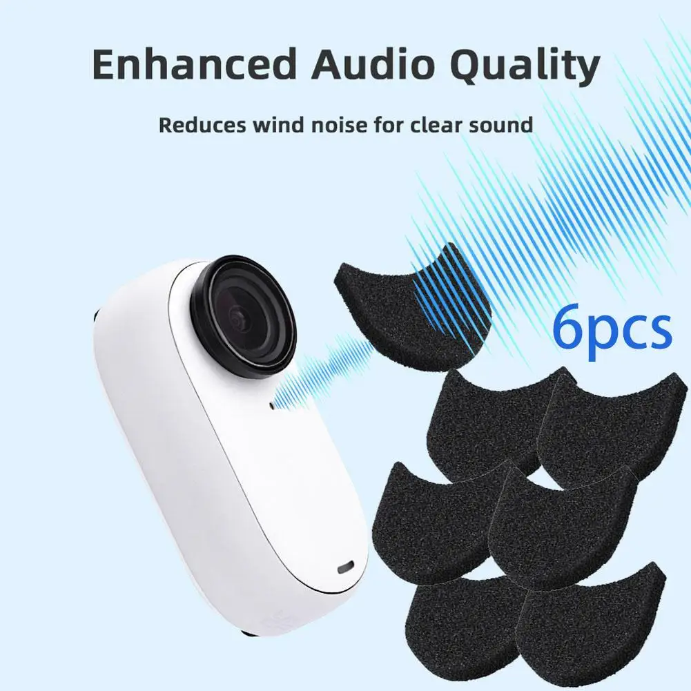 6Pcs Mic Wind Muff For Insta360 GO 3S/GO 3 Windproof Cotton Cover Audio Noise Reducer Sponge For Insta 360 GO3 GO3S Accessories