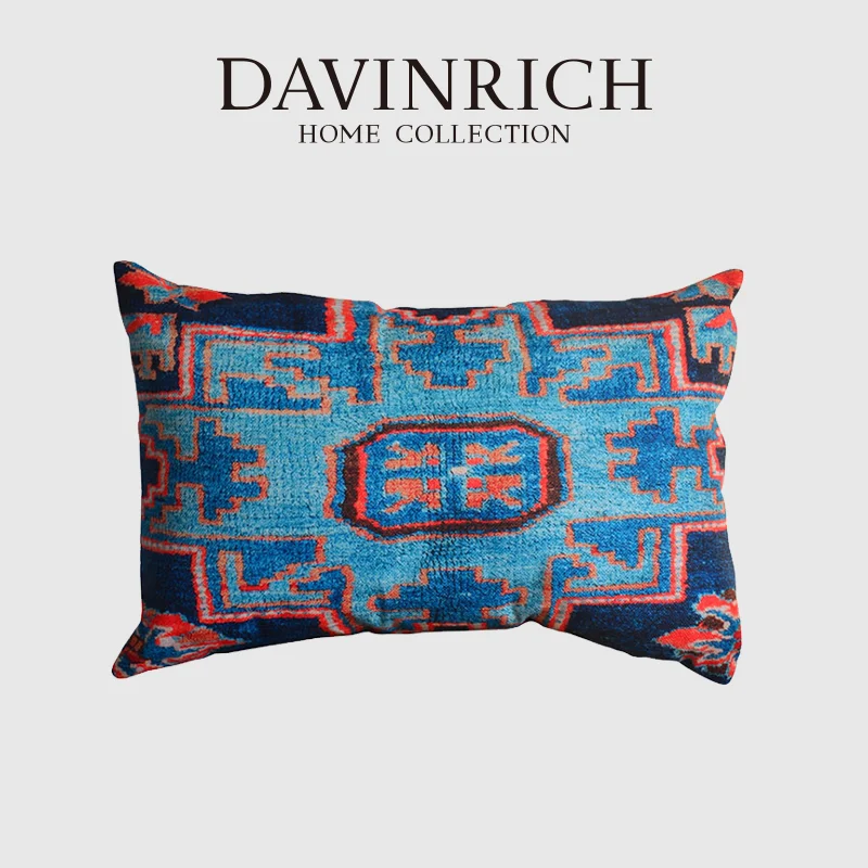 

DAVINRICH India Import Bohemian Lumbar Pillow Covers Thicken Jute Linen Bright Colors Rectangle Cushion Case Tribe Ethnic Decor