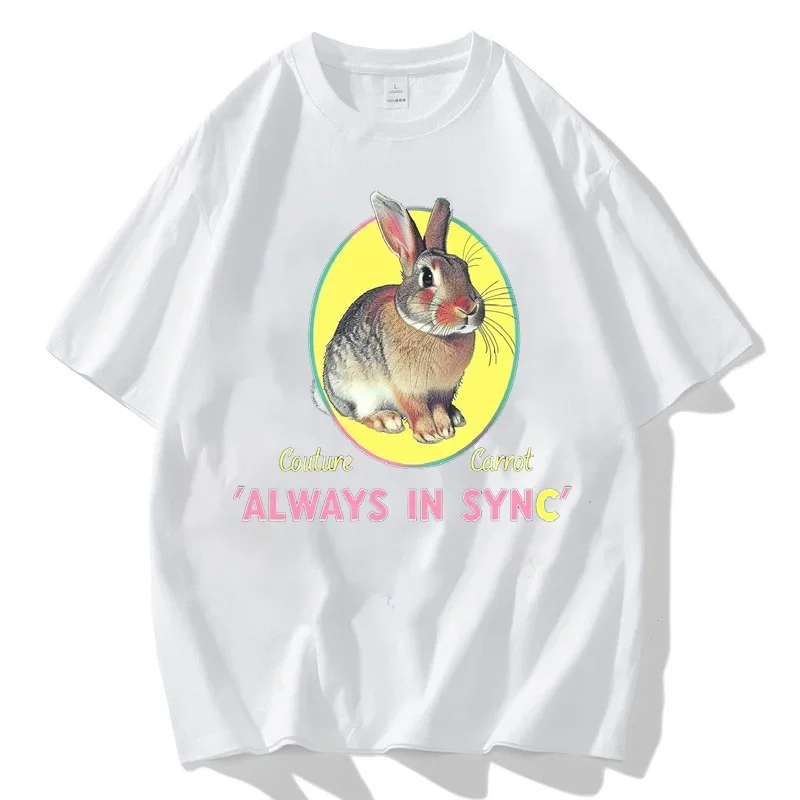 Fashion Women T-shirts Cartoon Cat Rabbit Print Short Sleeve T Shirt Tops Unisex Streetwear Clothes New Funny Versatile Clothing