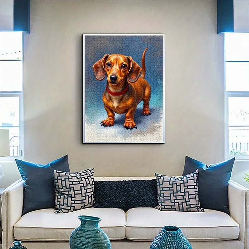 [500/1000pcs Dachshund Puzzle] 500/1000pcs Expert-Level Challenge Dachshund Jigsaw Puzzle | Realistic Dog Illustration, Scratc