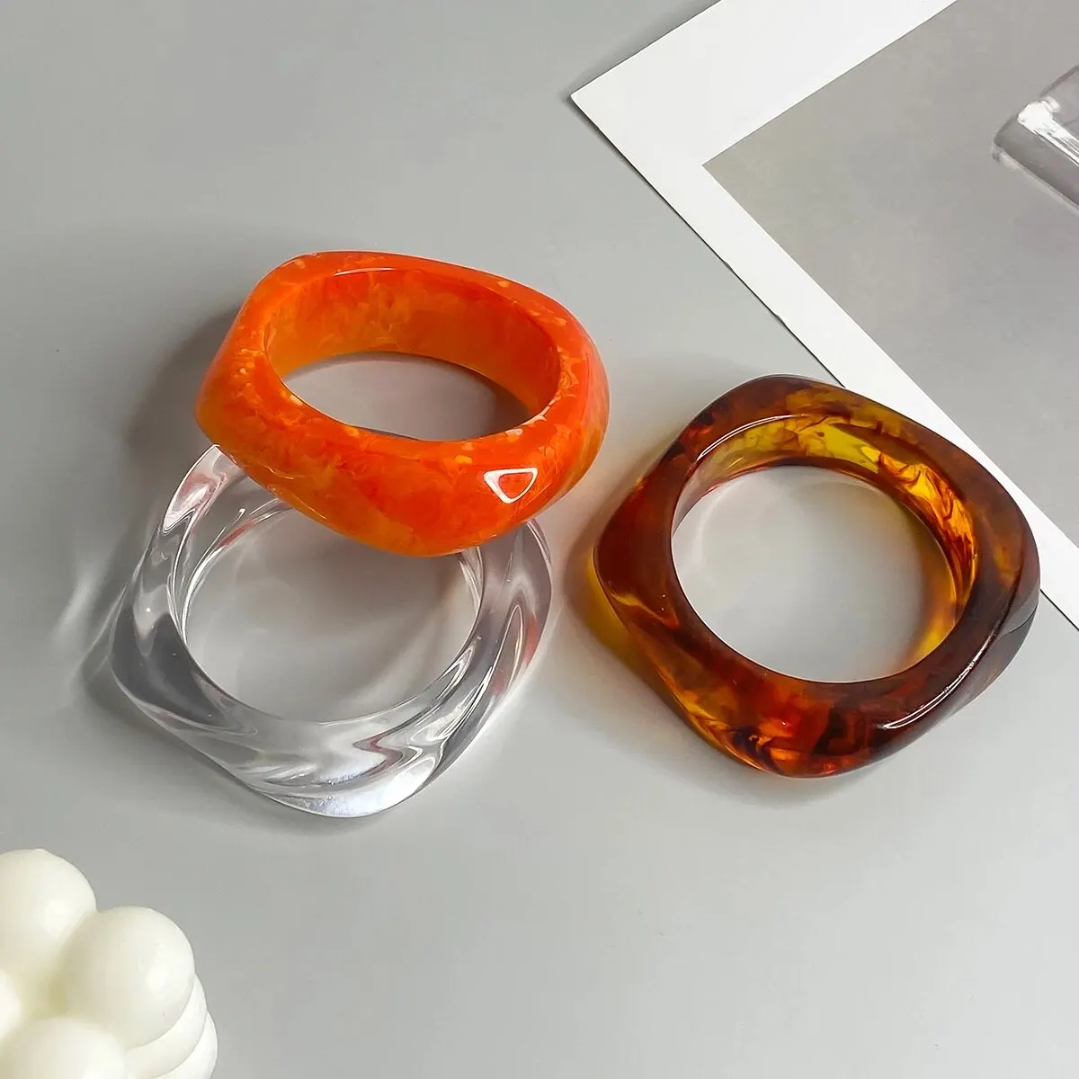 Vintage Coloful Irregular Acrylic Resin Chunky Bangles for Women Kpop Geometric Chunky Charm Bracelets Couple Jewelry Pulseras image 6