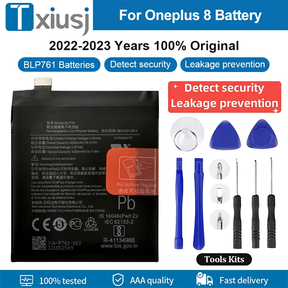 

100% New High Quality Replacement BLP761 Battery For Oneplus 8 Phone Batteries Mobile Bateria Bateria Safety Detection