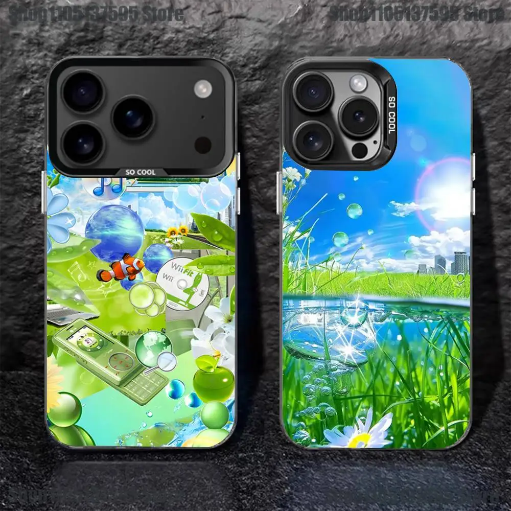 Funda de teléfono Frutiger Aero para iPhone 17,16,15,14,13,12,11,Pro,XS,Max,Plus,Mini,SE4,E, funda negra mate a prueba de golpes