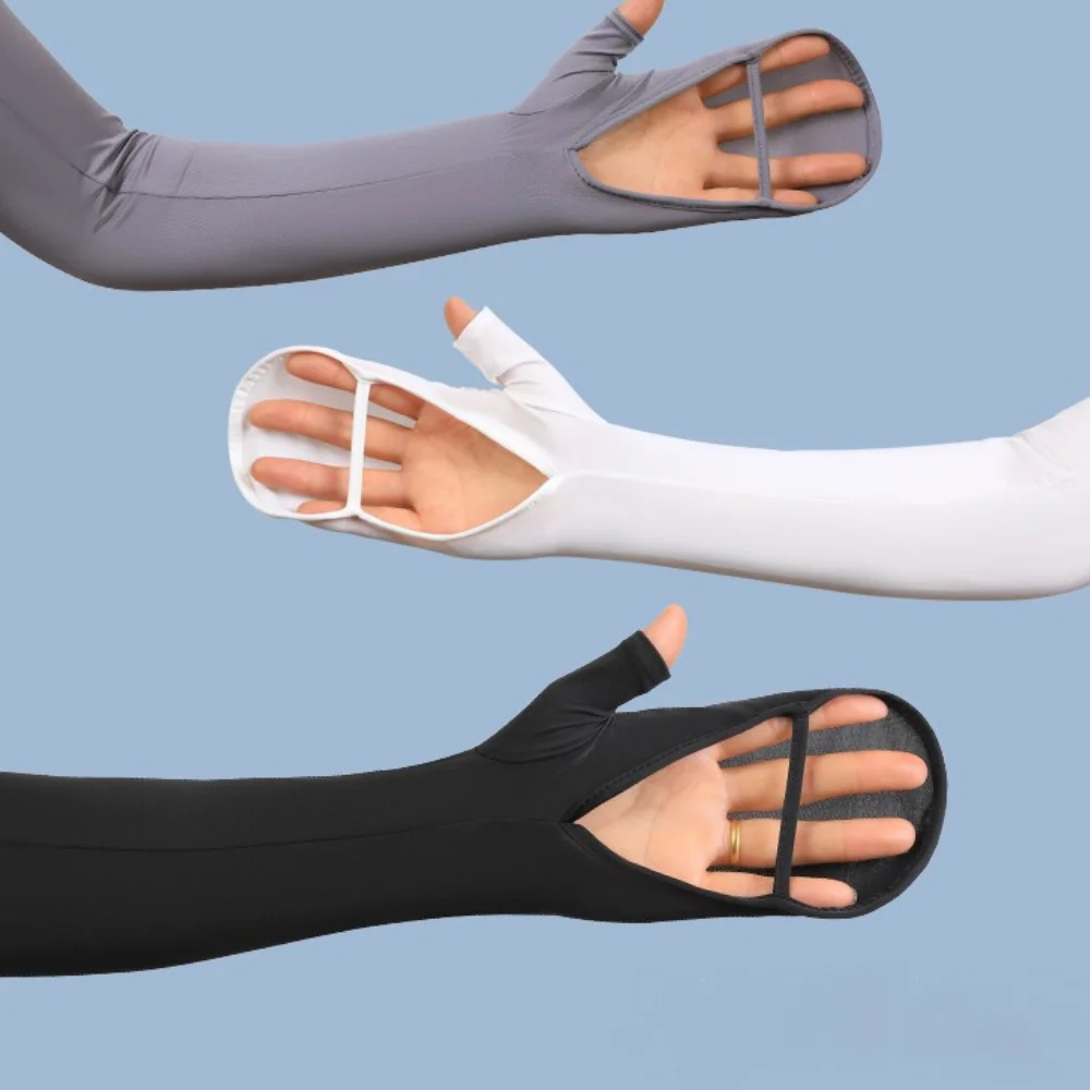 Ice Silk Sun Protection Arm Sleeves Full Finger Integrated Cooling Sleeves Unisex For Cycling Driving