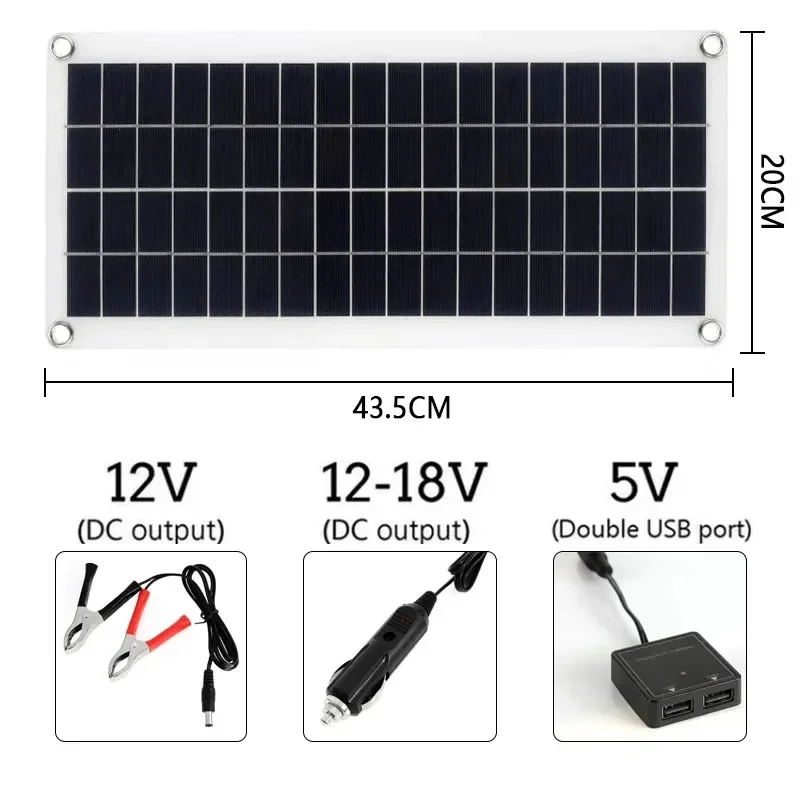 Imagem -05 - Painel Solar Flexível com Controlador Dual Usb Carregador de Bateria Banco de Potência de Células para Telefone Carro Iate rv 12v 500w 10a50a