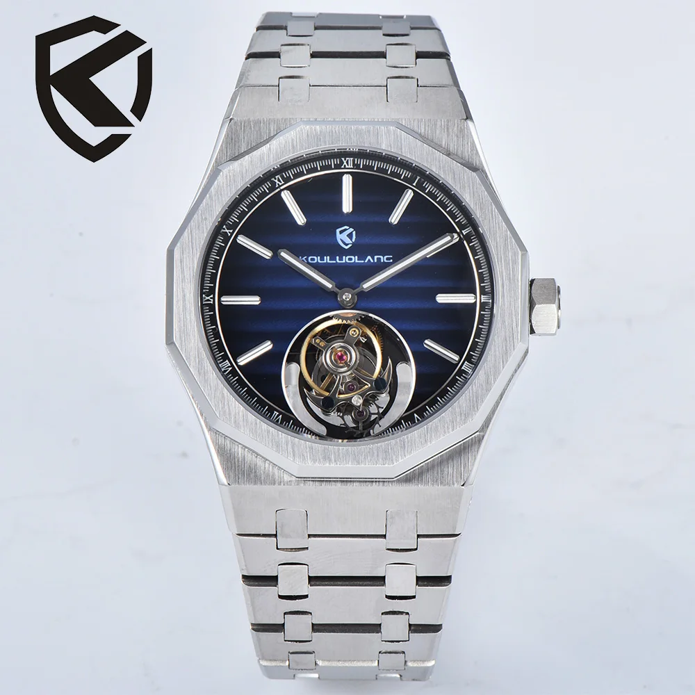 42mm KOULUOLANG Men's Original Tourbillon Watch Luxury Mechanical Watch 316 Stainless Steel Sapphire Waterproof Custom Watch