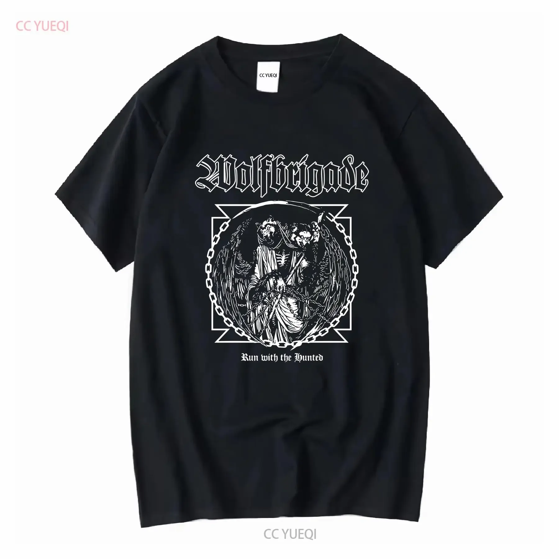 WOLFBRIGADE Run With The Hunted Official T shirt D Beat Crust Punk Discore Discrust Swedish Hardcore vintage Washed Comfortable