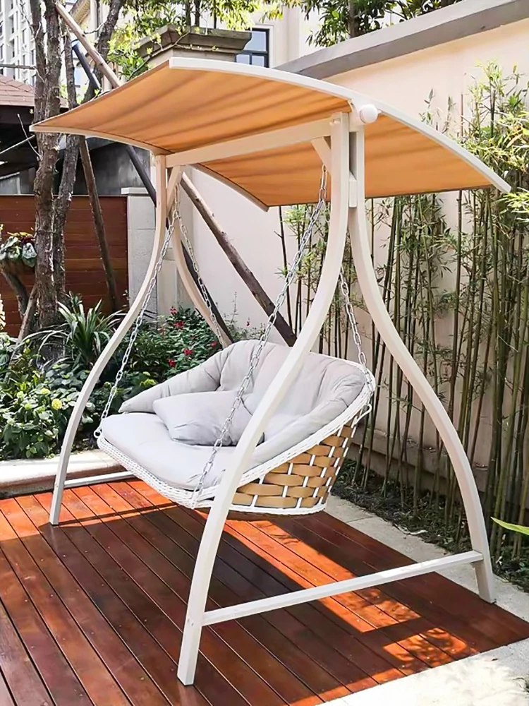 Outdoor Swing Hanging Hanging Basket Rocking Balcony RattanWhite Cast Aluminum Swing Chair Hammock