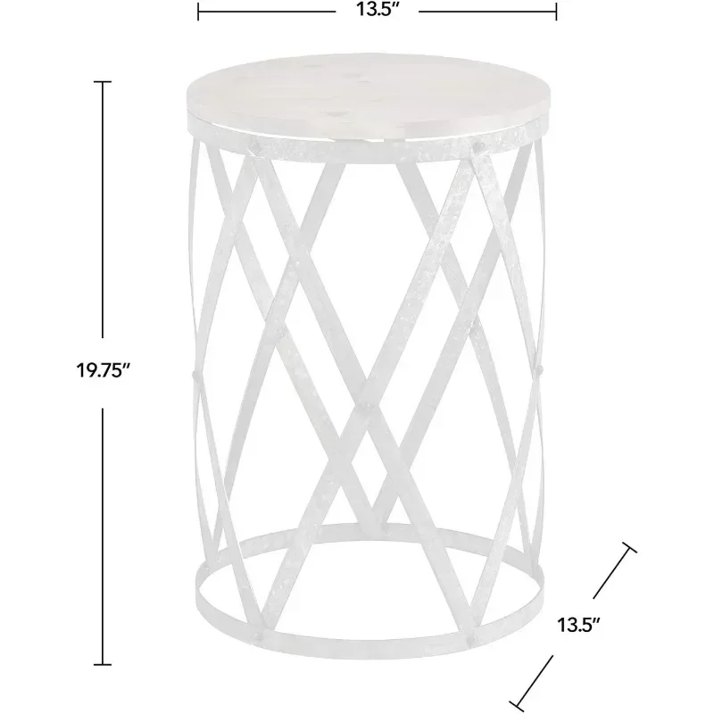 Farmhouse Cottage Galvanized Table, Weathered Brown, 13.5 x 13.5 x 20