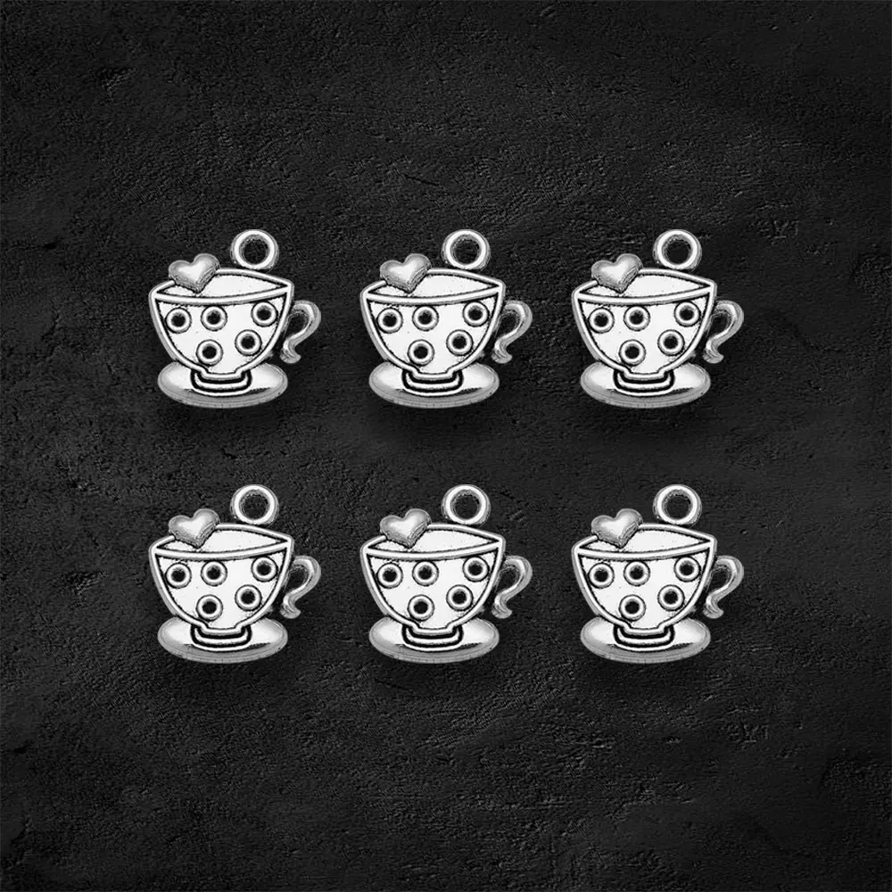 Antique Silver Plated Tea Coffee Cup Charms Have A Break Pendants For Diy Bracelets Jewelry Making Findings Supplies Accessories