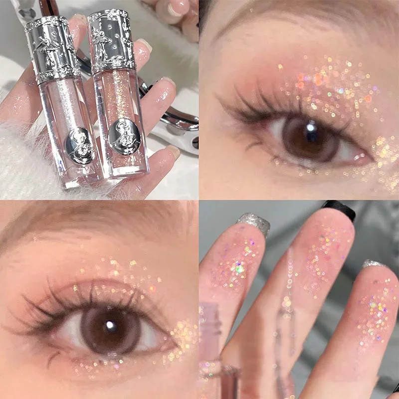 2024 New Liquid Eye Shadow Long Lasting Gliter for Eyes Monochrome Pearly Fine Sparkling Sequins Eyeshadow Highlighter Quick Dry