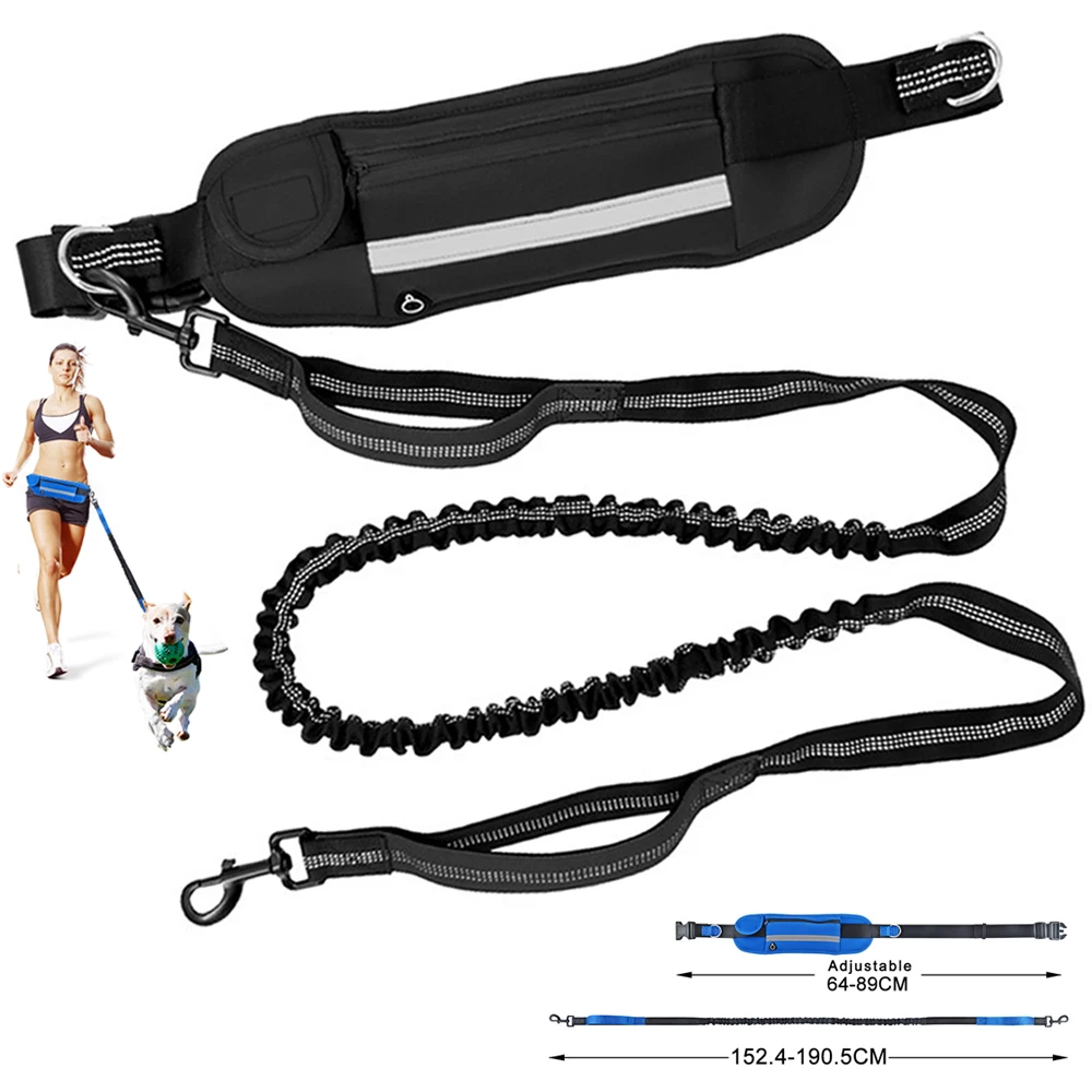 Hands Free Dog Leash Portable with Waist Bag Running Walking Dog Leash Retractable ElasticBelt Pet Leashes for DogsTraction Rope