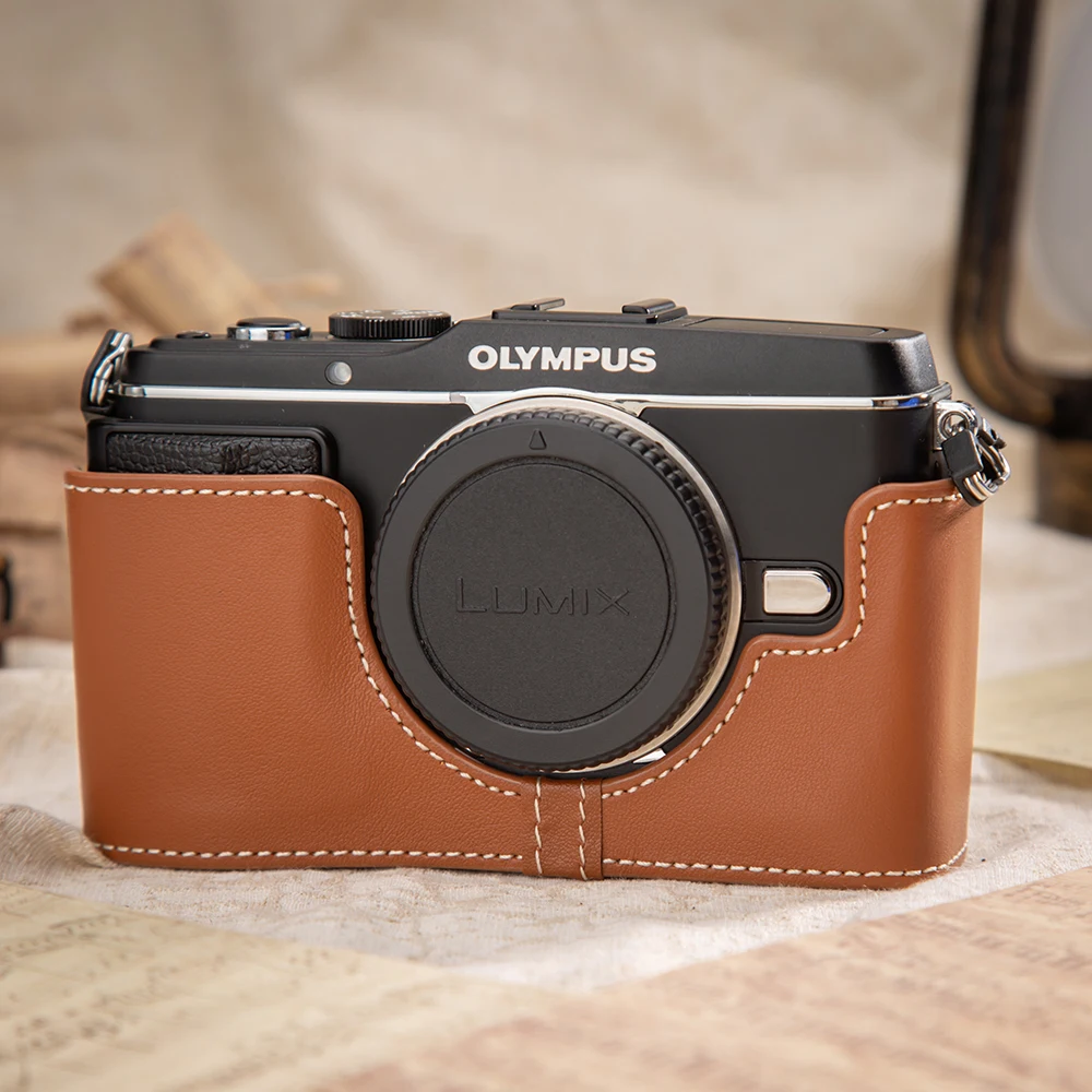 

Genuine Leather Camera Half Case E-P3/ E-P2 Cover Bag For OLYMPUS PEN E-P3/ E-P2 Case Protective Case Leather Camera Bag
