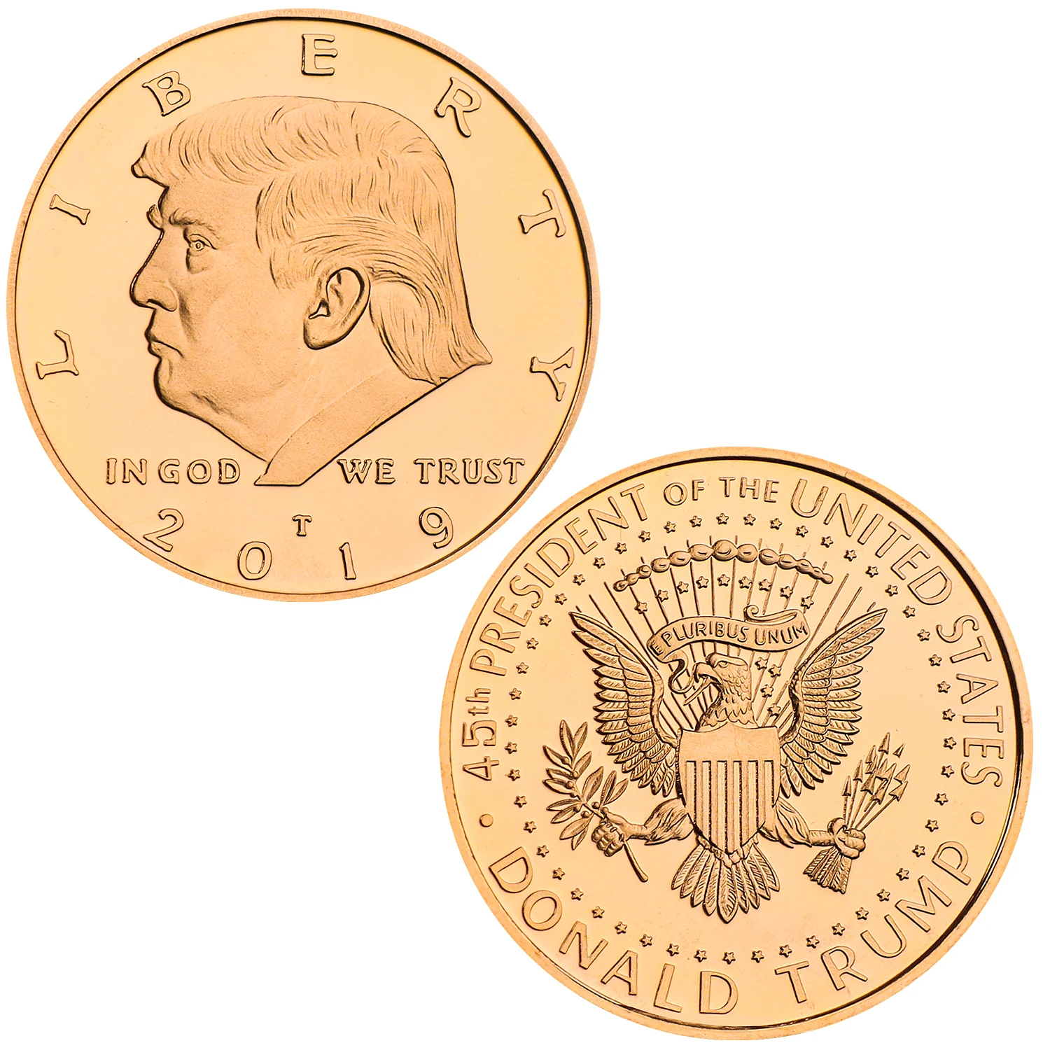 5 Stuks Donald Troef Gouden Herdenkingsmunten Geschenkdoos Set Ons President Supporter Medaille Souvenir Munt Vakantie Geschenken Voor Mannen Vader