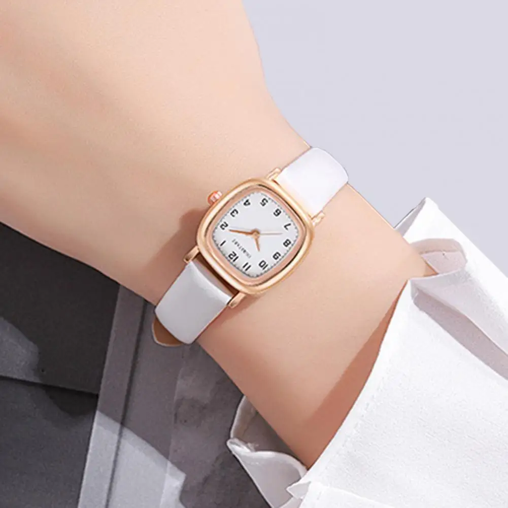 Women Fashion Watch Elegant Square Dial Quartz Watch with Adjustable Faux Leather Strap High Accuracy for Commute for Wear