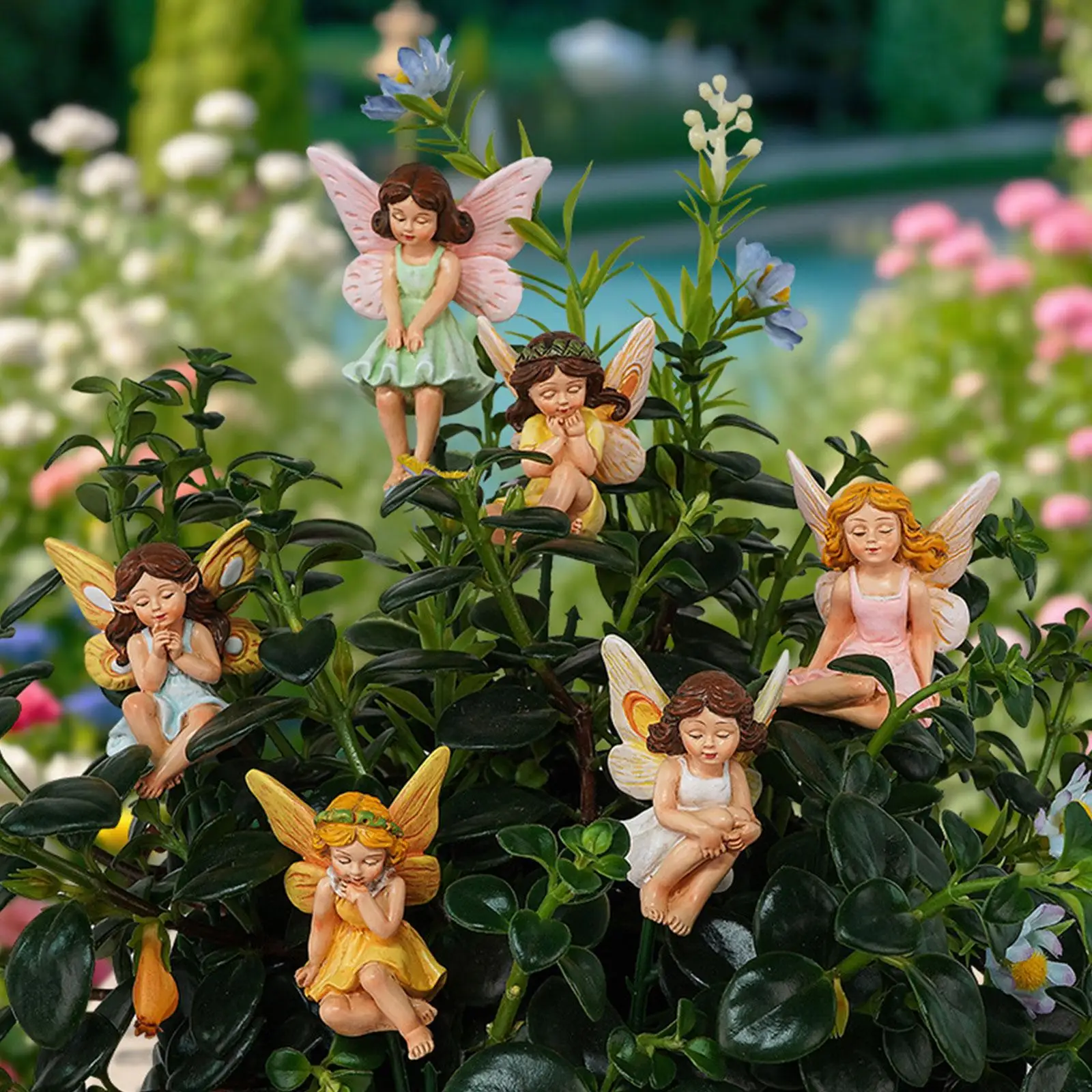 6x Fairy Garden Accessories Miniature Angel Figurines for Yard Patio Planter