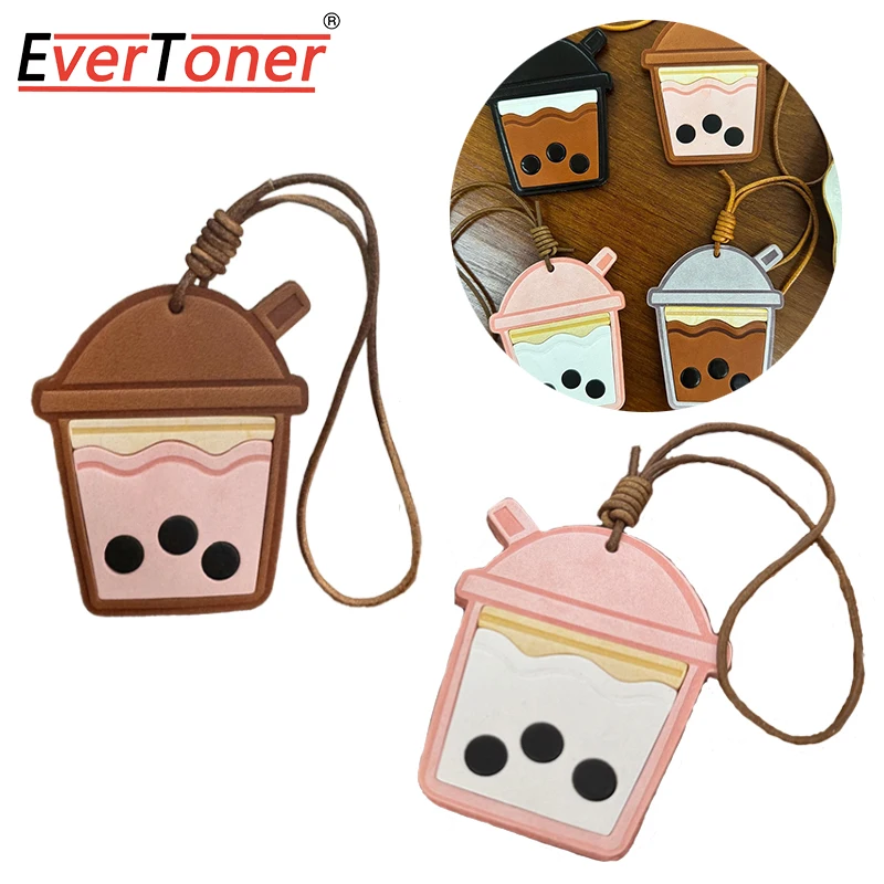 EverToner Top layer cowhide milk tea pendant handmade bag pendant car keychain pendant pearl drink bag accessories