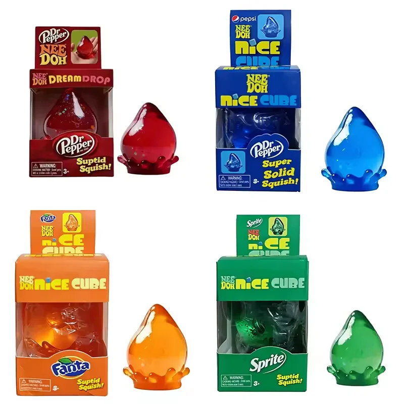 Needoh Dr Pepper Nice Cube & Dream Drop Sensory Toy Hamburger for Autism ADHD Squishy Stress Relief Anxiety Squeeze Pull Toy