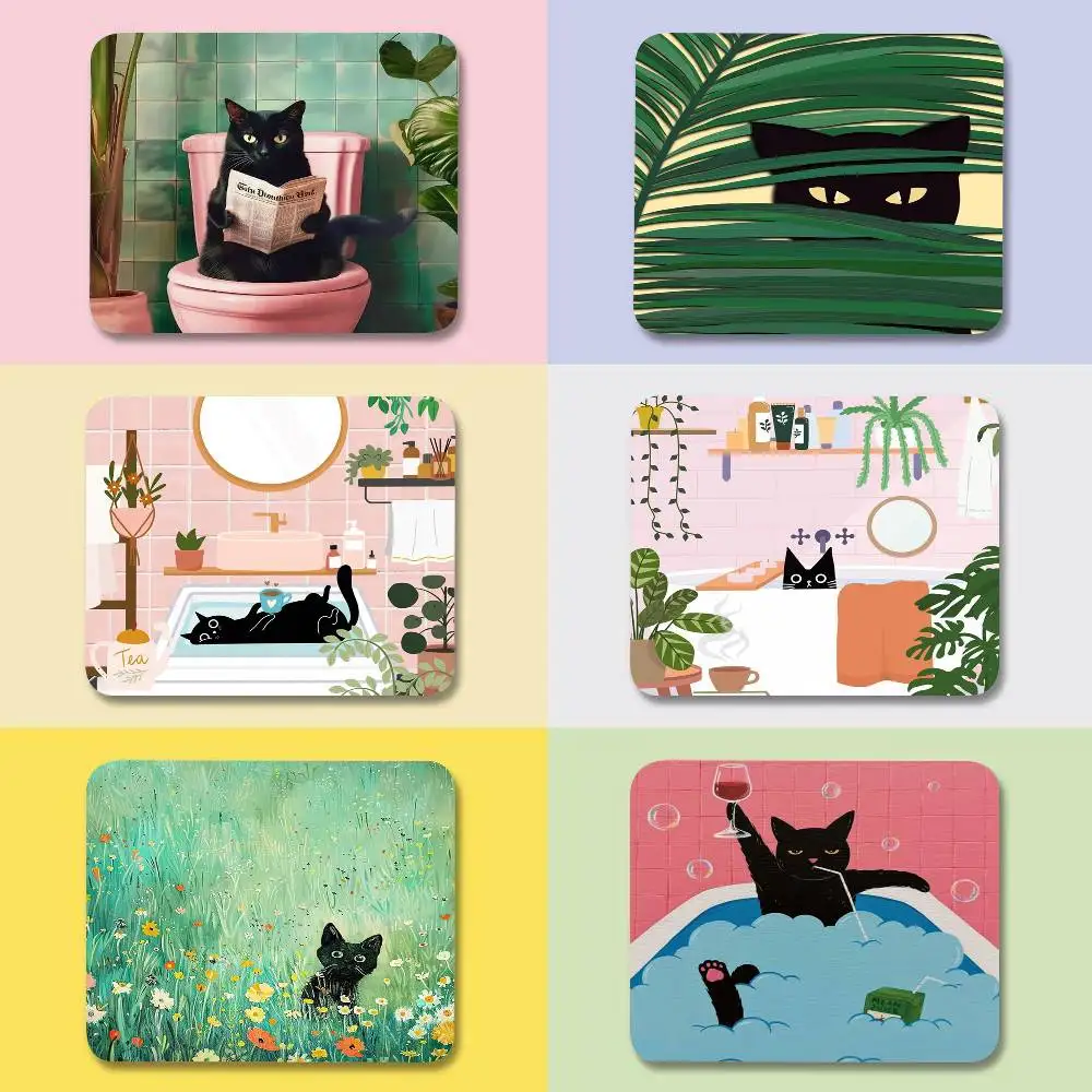 Art Green Schlafzimmer- und Katzen-Mauspad, kleines Mauspad für Gaming, Laptop, Gamer-Teppich, Tastaturmatte, Schreibtischschutz, Cartoon-Mauspad
