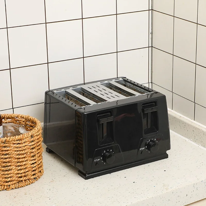 

Compact 4 Slice Stainless Steel Electric Toaster 6 Browning Settings Extra Wide Slots Removable Crumb Tray Breakfast