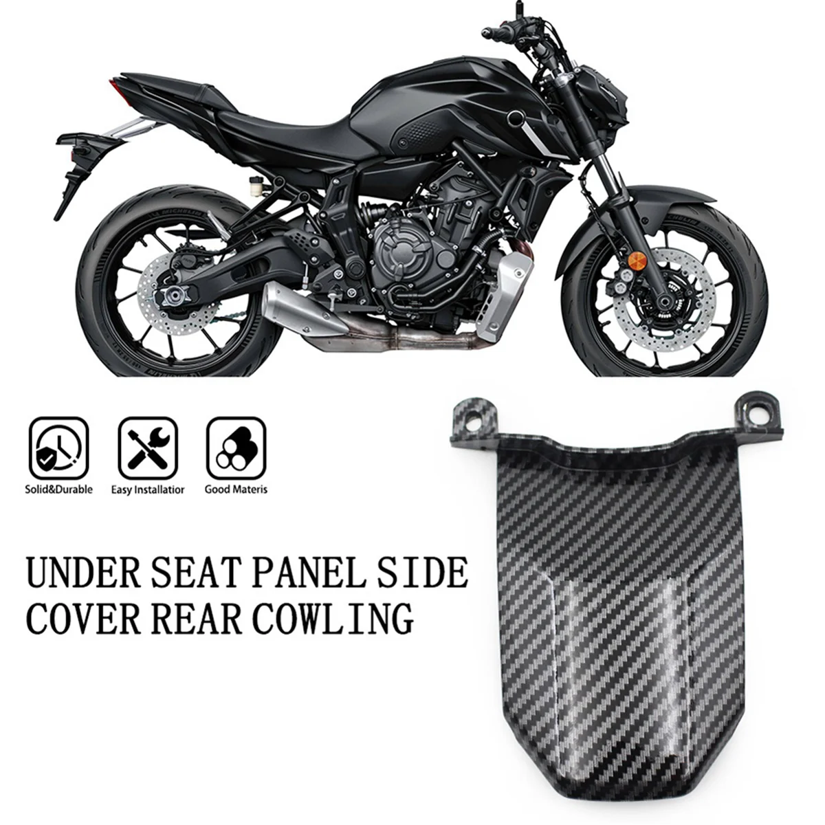 Painel lateral do assento da motocicleta capa traseira carenagem capa para yamaha MT-07 FZ-07 2012-2017-t45c