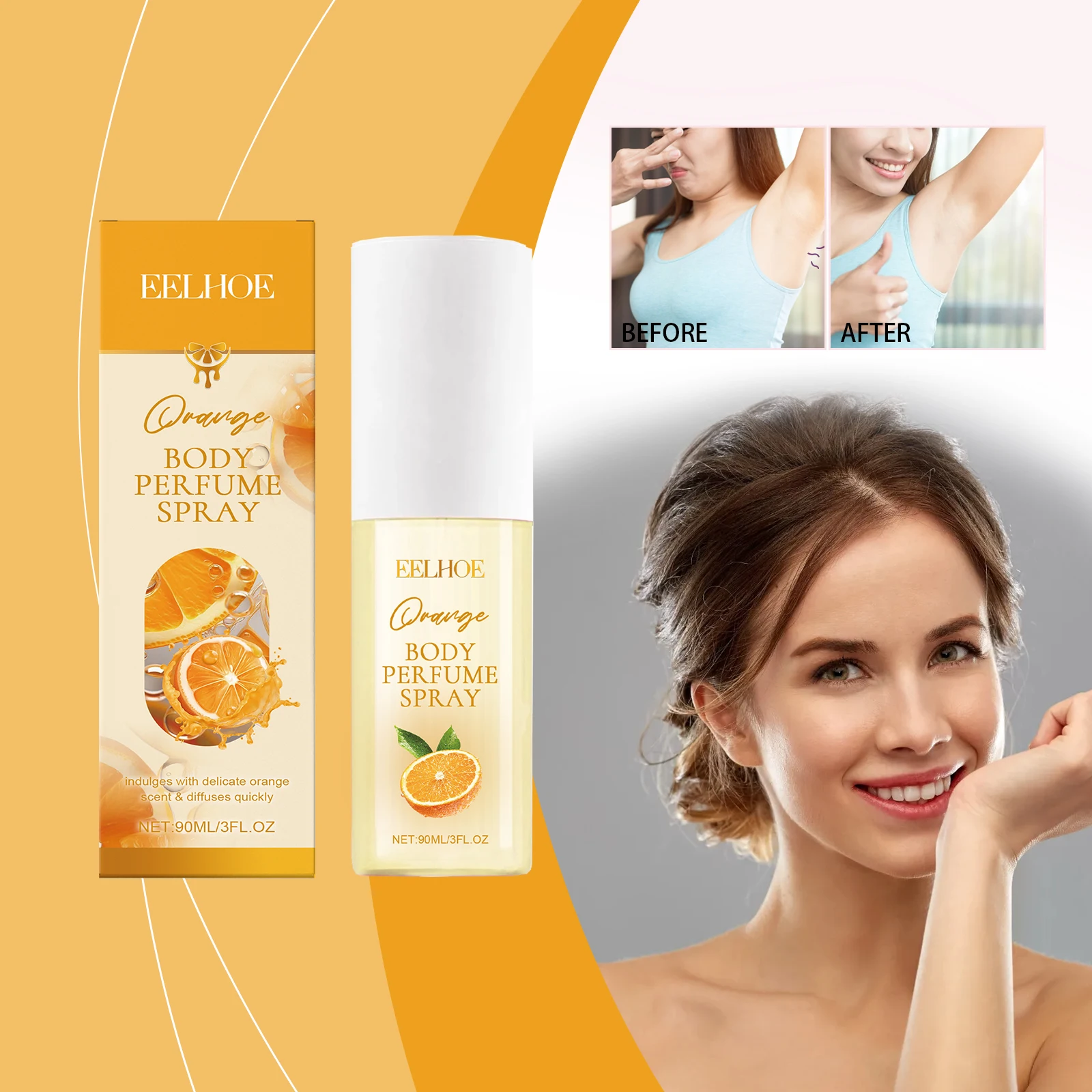 EELHOE-spray de Perfume de feromonas para el cuerpo, color naranja, fragancia fresca elegante, mantiene las fragancias, spray de frutas portátil