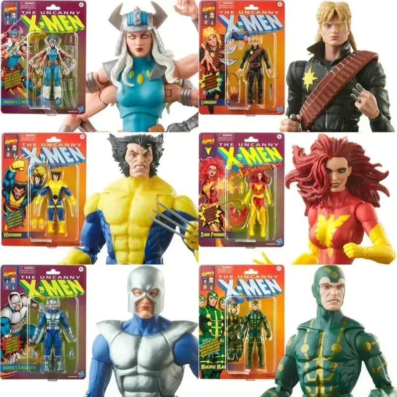 

Marvel Legends X-men Series Wolverine Dark Phoenix Qin Spiral Longshot Action Figures Retro Hanging Card Collectible Toy 6-inch